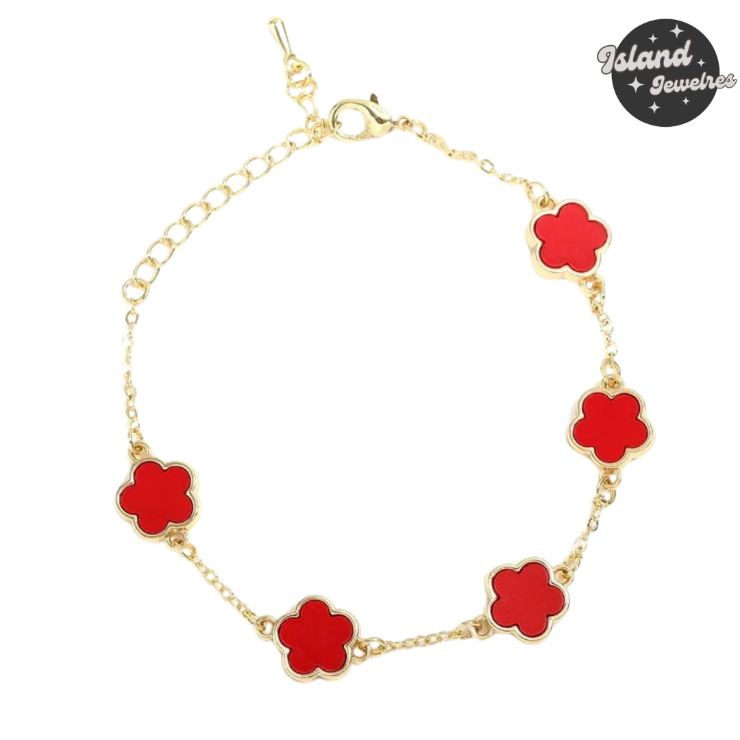 Island Jewels – Titanium Red Flower Mood Tracker Bracelet 🌺✨