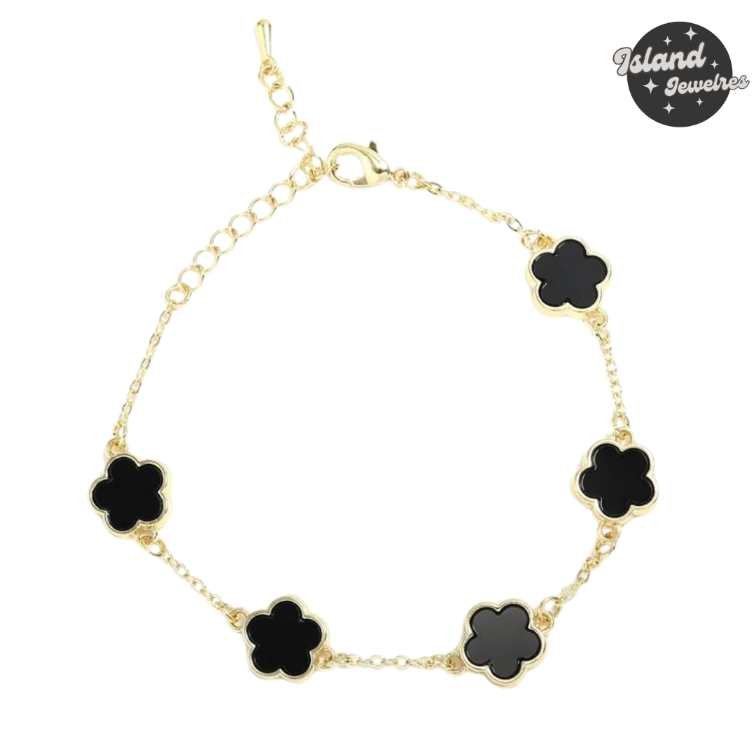 Island Jewels – Titanium Black Flower Bracelet 🌸✨