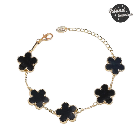 Island Jewels – Titanium Black Flower Bracelet 🌸✨