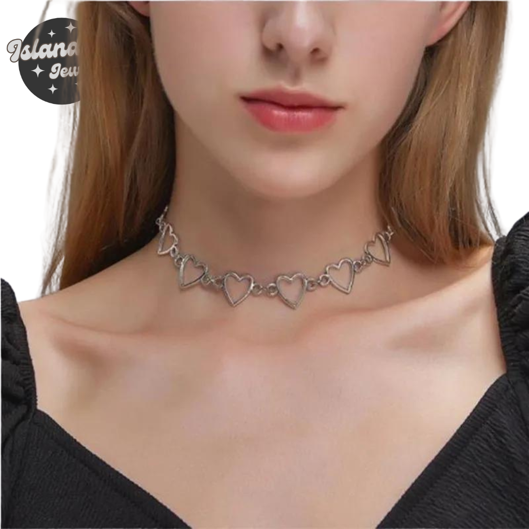 💖 Island Jeweles – Sweet Love Heart Choker Necklace 💖