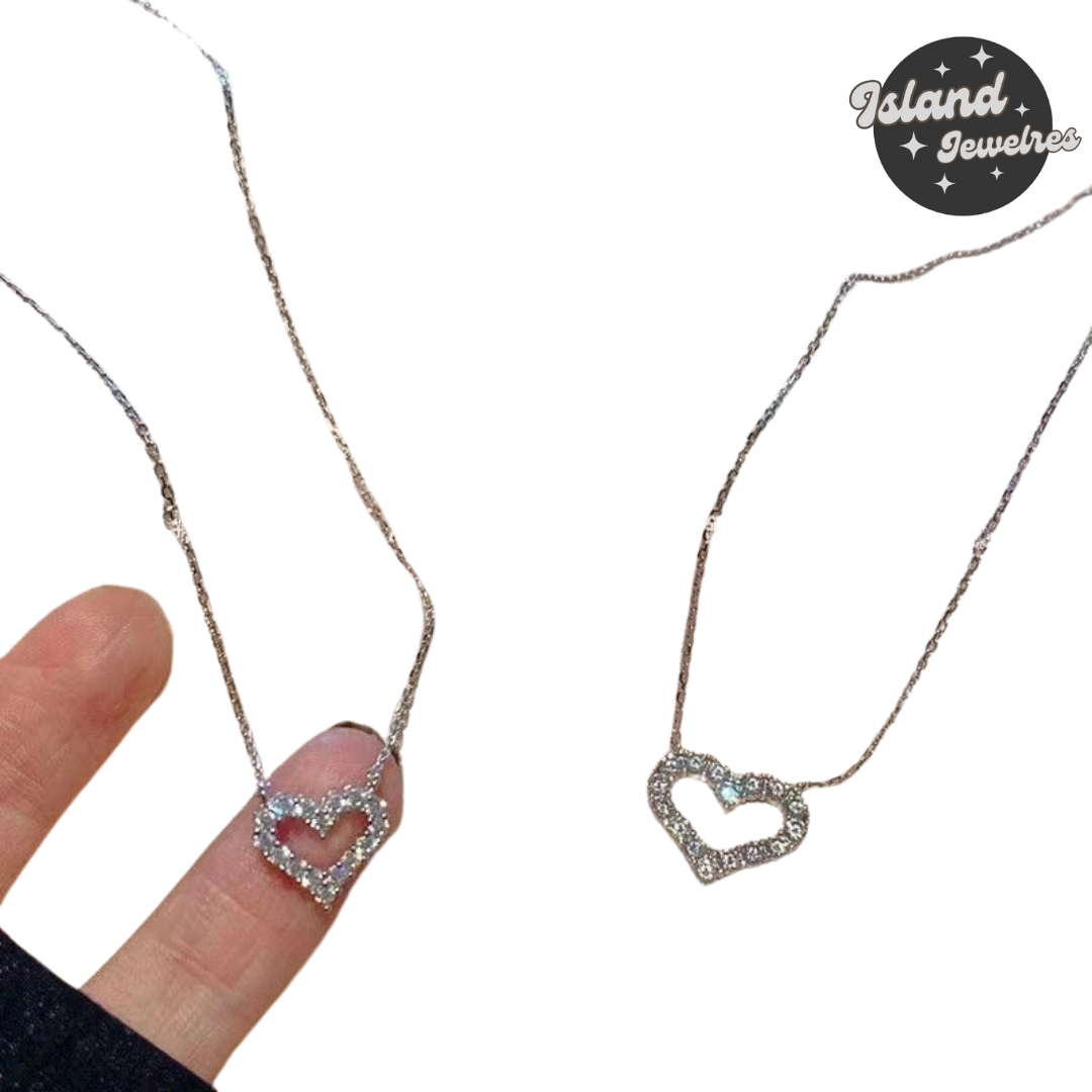 💖 Island Jeweles – Sparkling Heart Pendant Necklace 💖