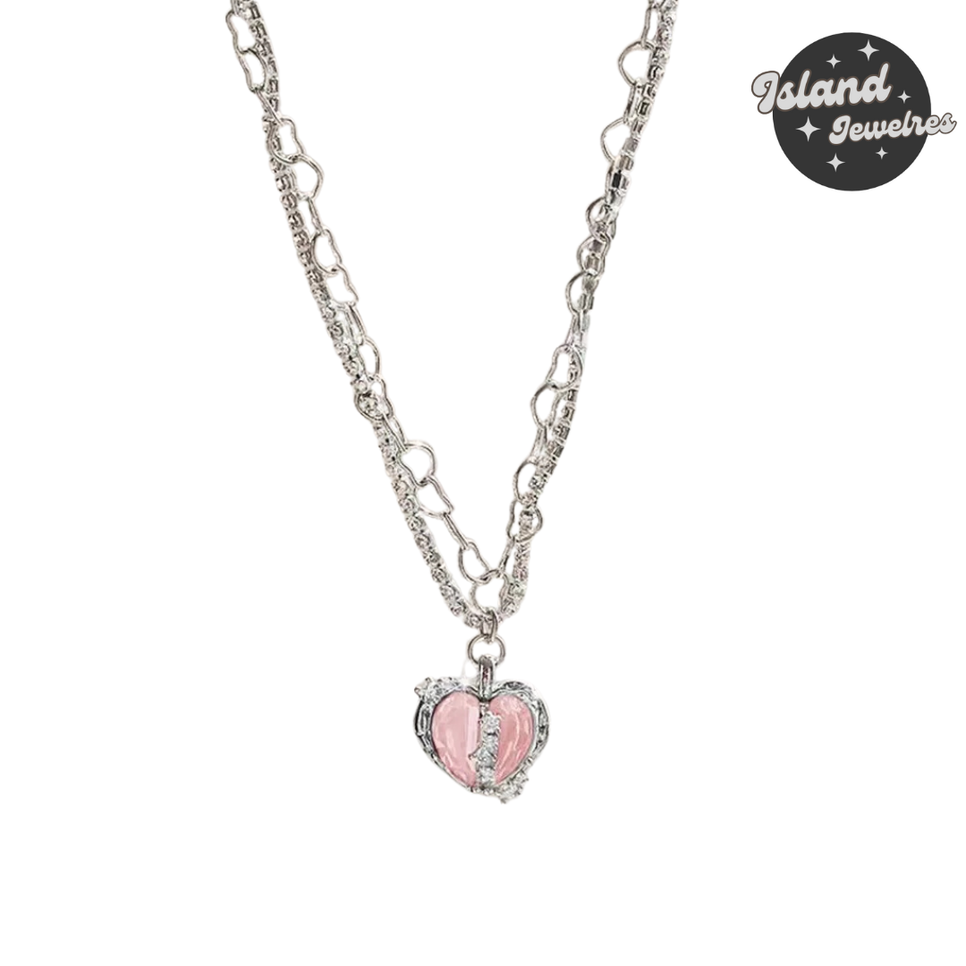 💖 Island Jeweles – Sparkling Heart Pendant Necklace 💖