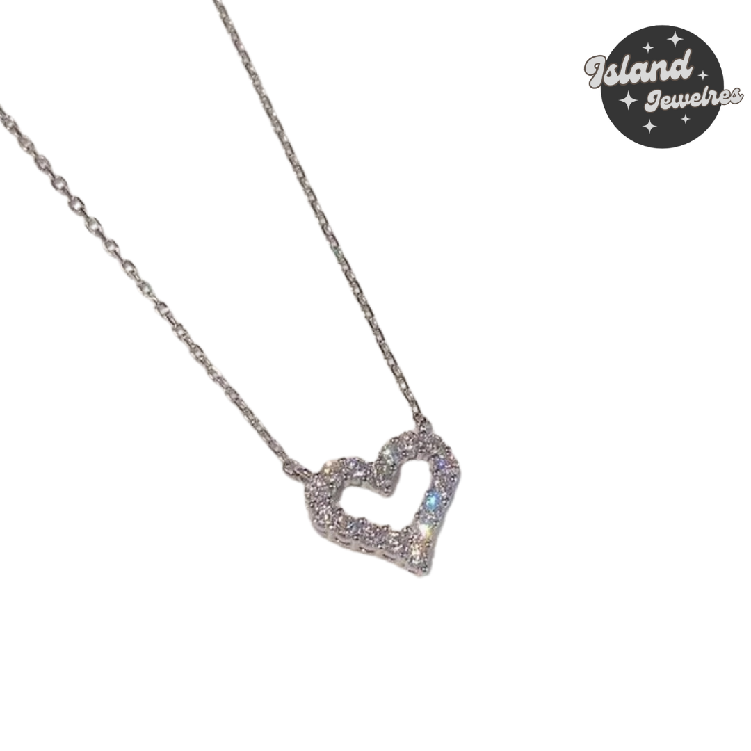 💖 Island Jeweles – Sparkling Heart Pendant Necklace 💖