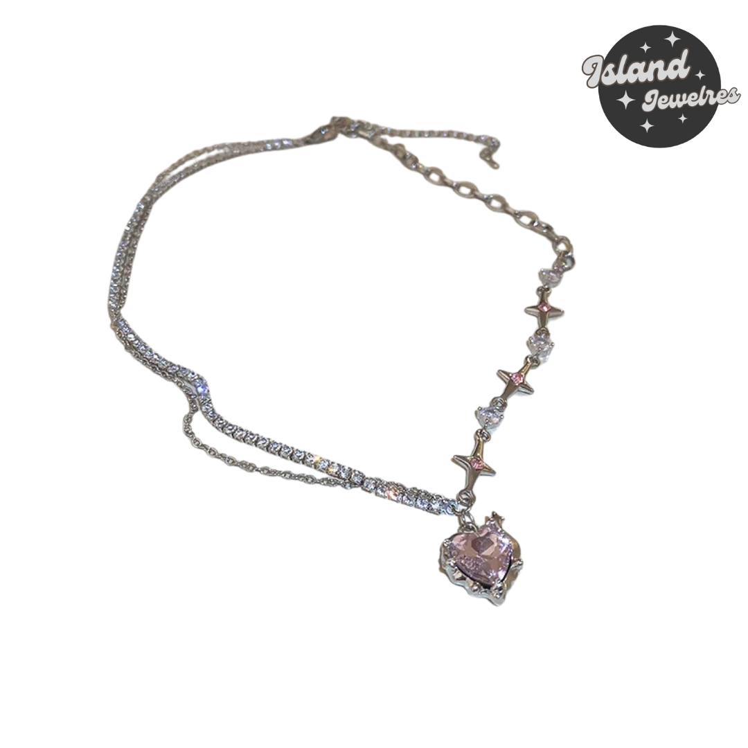 💖 Island Jeweles – Sparkling Heart Pendant Necklace 💖