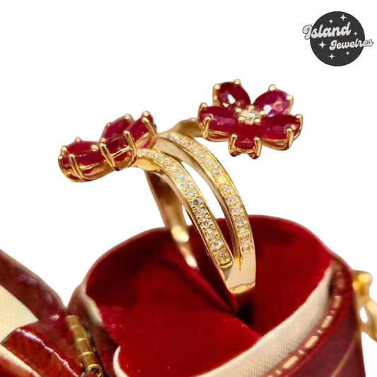 Luxurious Ruby Flower Wedding Band – A Perfect Blend of Elegance and Style