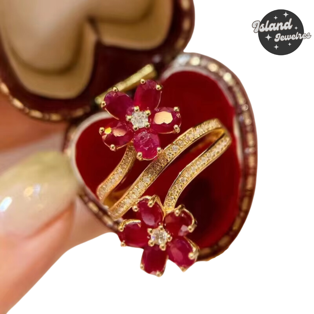 Luxurious Ruby Flower Wedding Band – A Perfect Blend of Elegance and Style