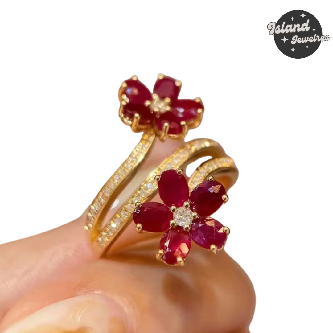 Luxurious Ruby Flower Wedding Band – A Perfect Blend of Elegance and Style