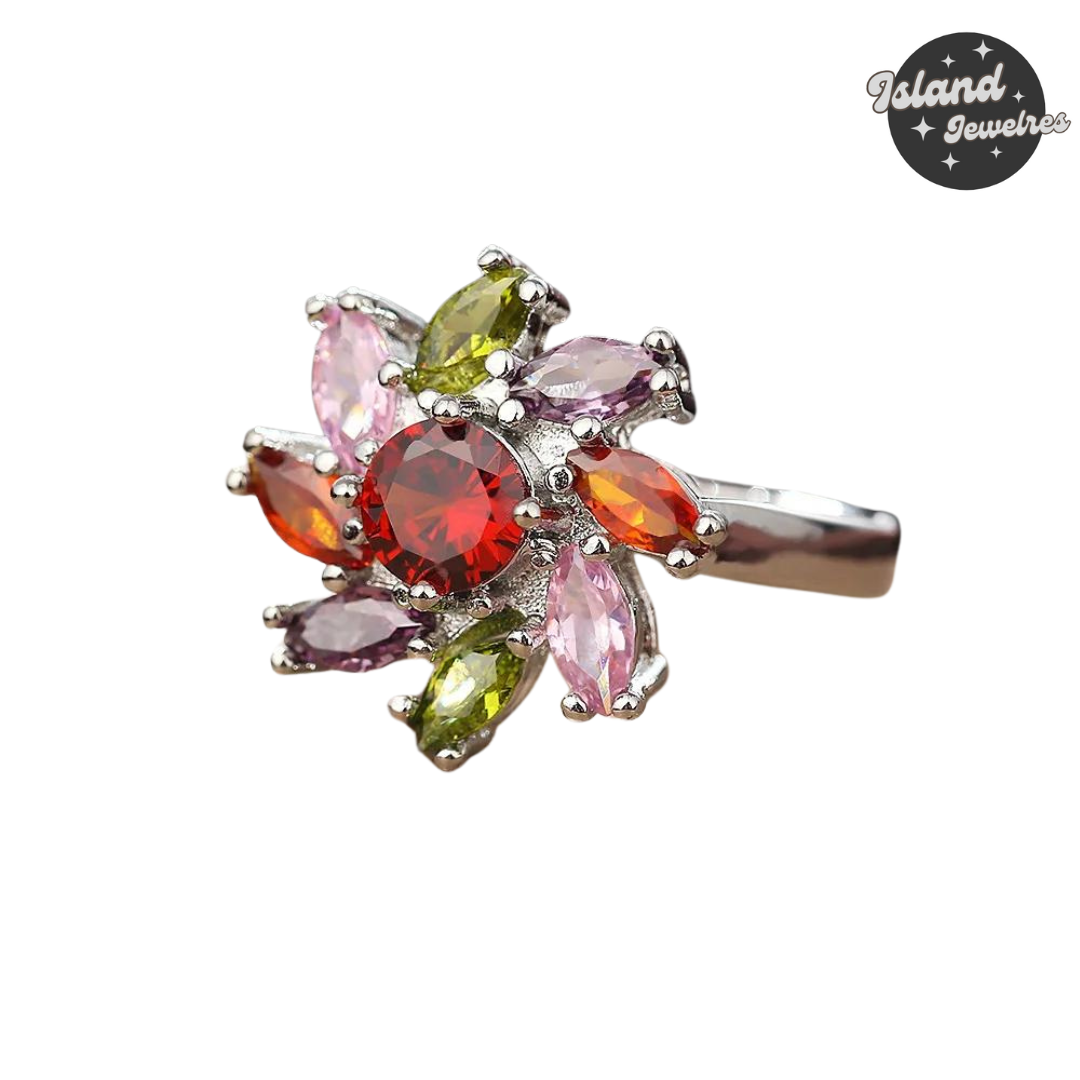 🌸 Vibrant Cubic Zirconia Cocktail Ring – Add a Splash of Colour to Any Occasion