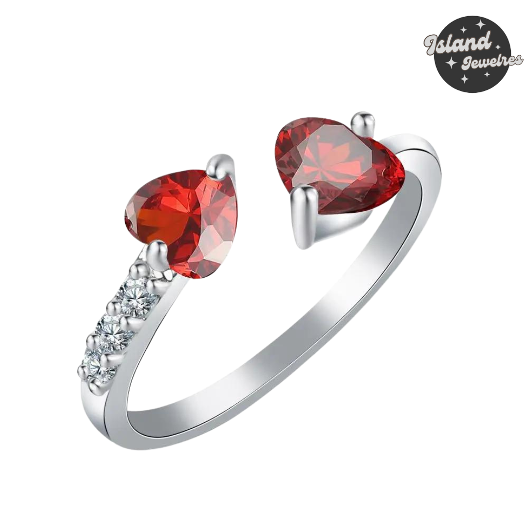 🔥 Fiery Heart Red Zirconia Silver Ring – Island Jewelries Exclusive 🔥