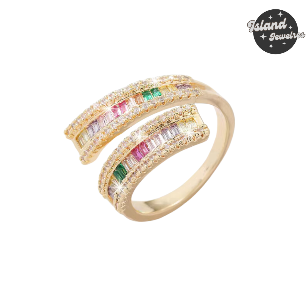 ✨ Island Jewelries Multicolor Gemstone Gold Wrap Ring ✨