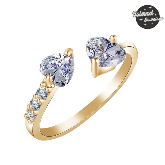 Island Jewelries Heart-Shaped Dual Crystal Ring